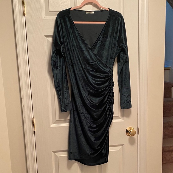 Guberry Dresses & Skirts - Guberry Green Velvet Wrap Dress…size L